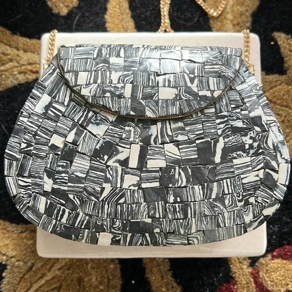 RAMLA Black and White Mosaic Handmade
Shoulder Crossbody Bag Clutch - Picture 14 of 14